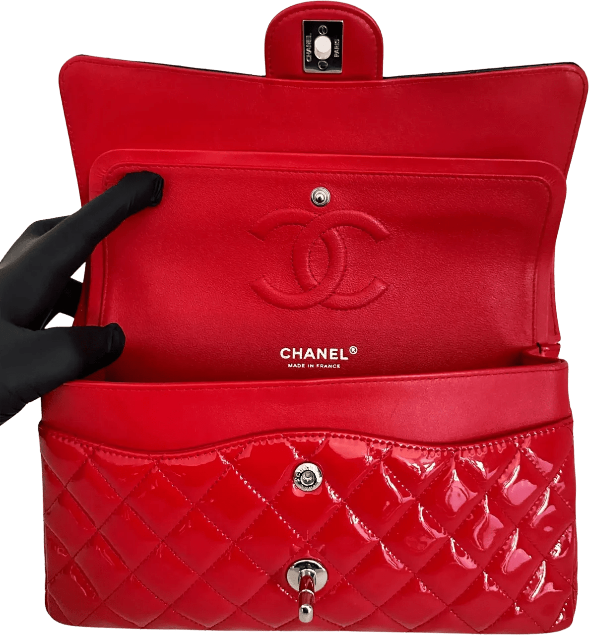 Thumbnail - Chanel Hobo Bags - Chanel Medium Bicolor Quilted Patent Calfskin Doub - Gr. unisize - in Schwarz - für Damen