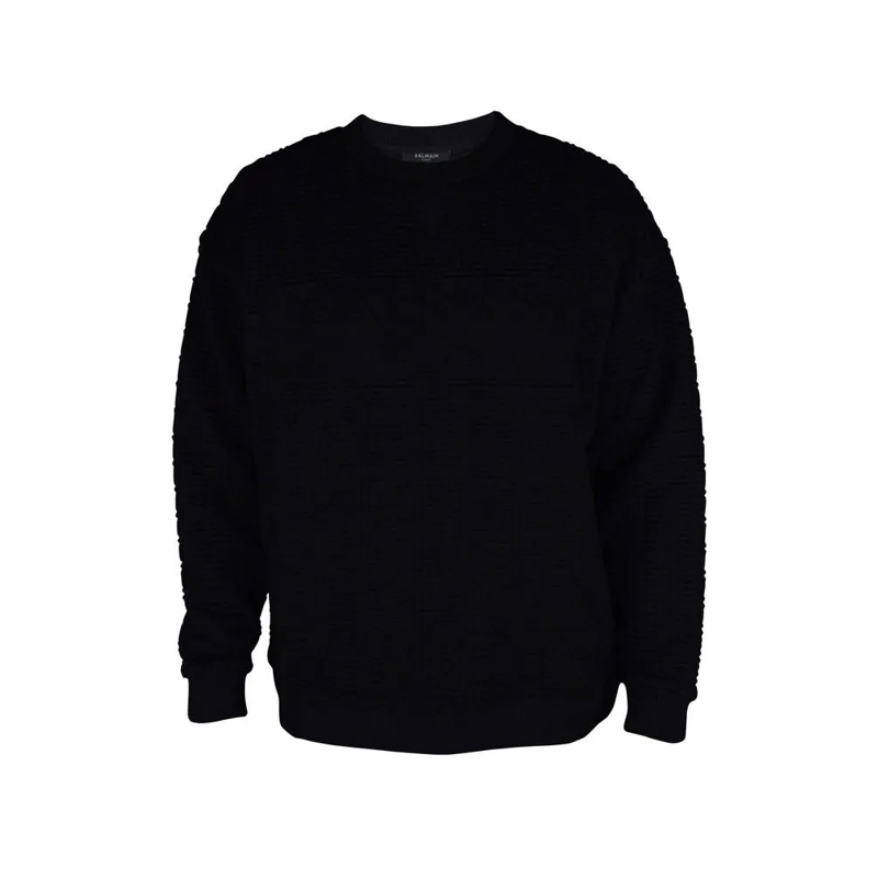 Balmain Trui Quilted Black Cotton Balmain Sweater Black