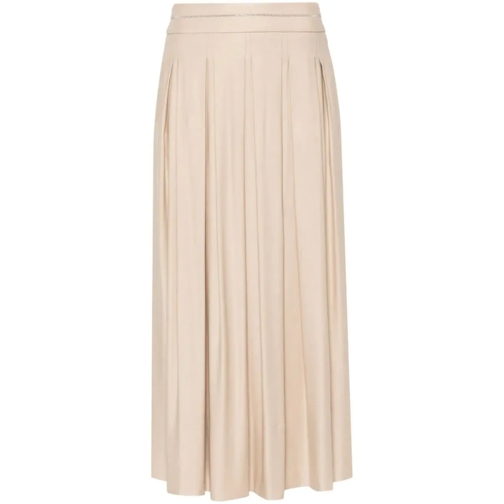 Peserico Beige Pleated Twill Maxi Skirt Neutrals Mini-Röcke