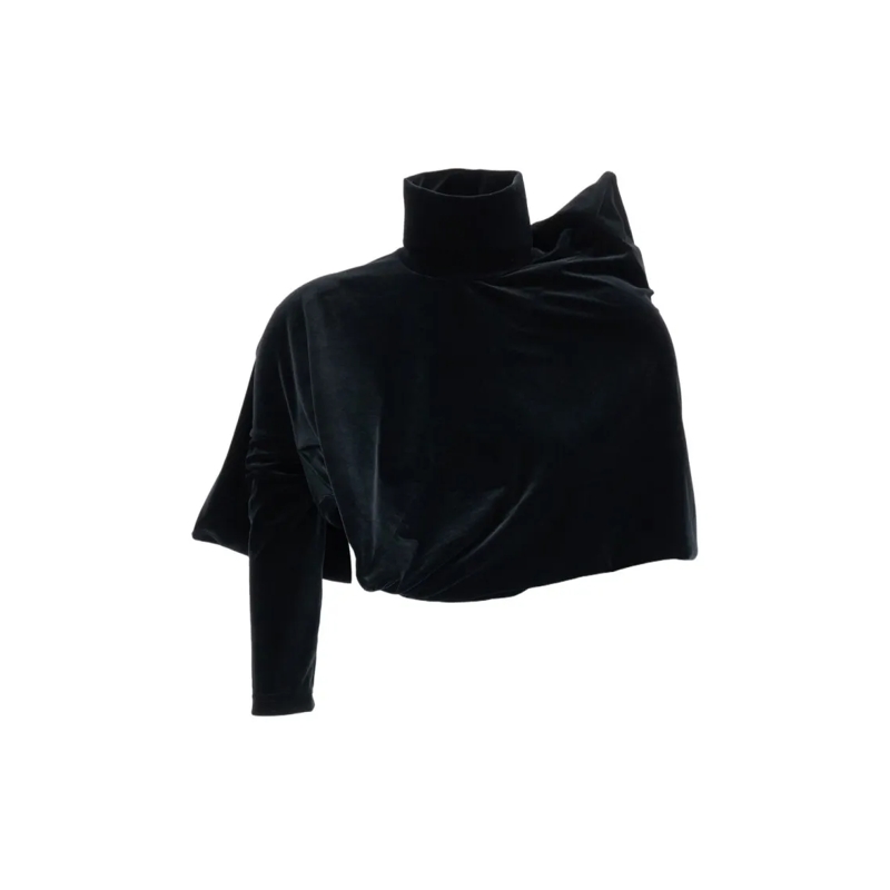 Junya Watanabe Trui met col Asymmetric Structured Top With High Neckline Black