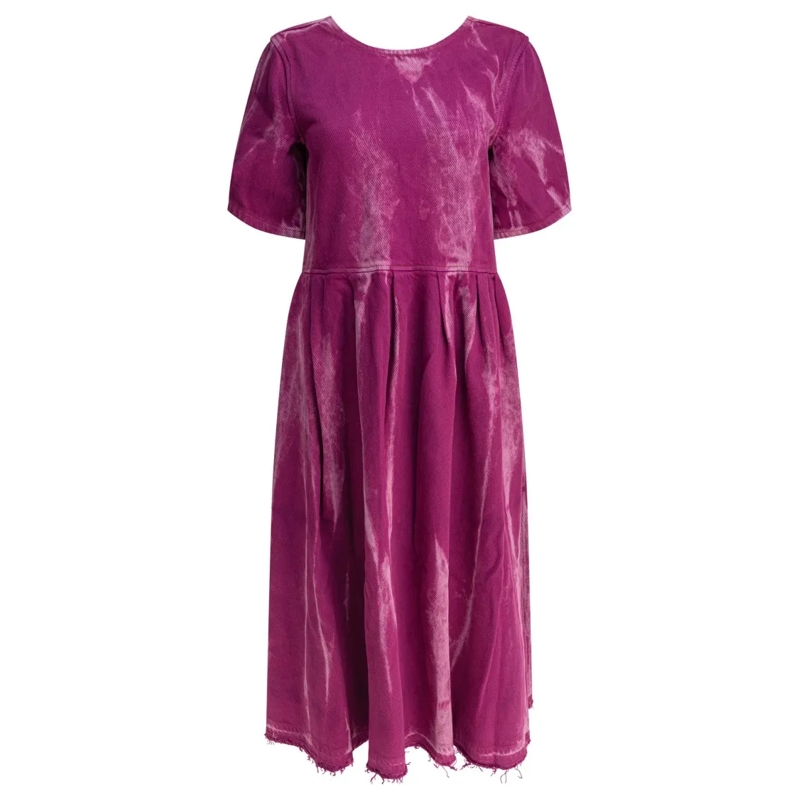 GANNI Midikleid Denim Midi Dress With Open Back Pink