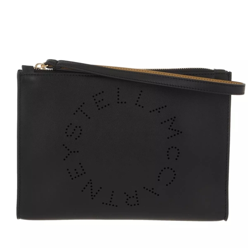 Stella McCartney Zip Pouch With Perforated Logo Leather Black Handväska med väskrem