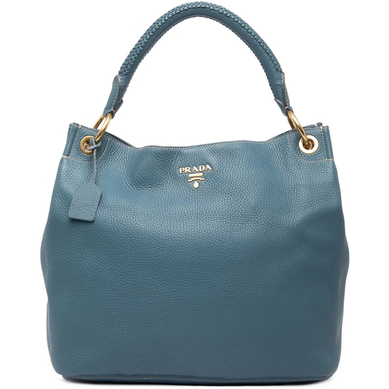 Prada Schultertasche Vitello Daino Hobo blau