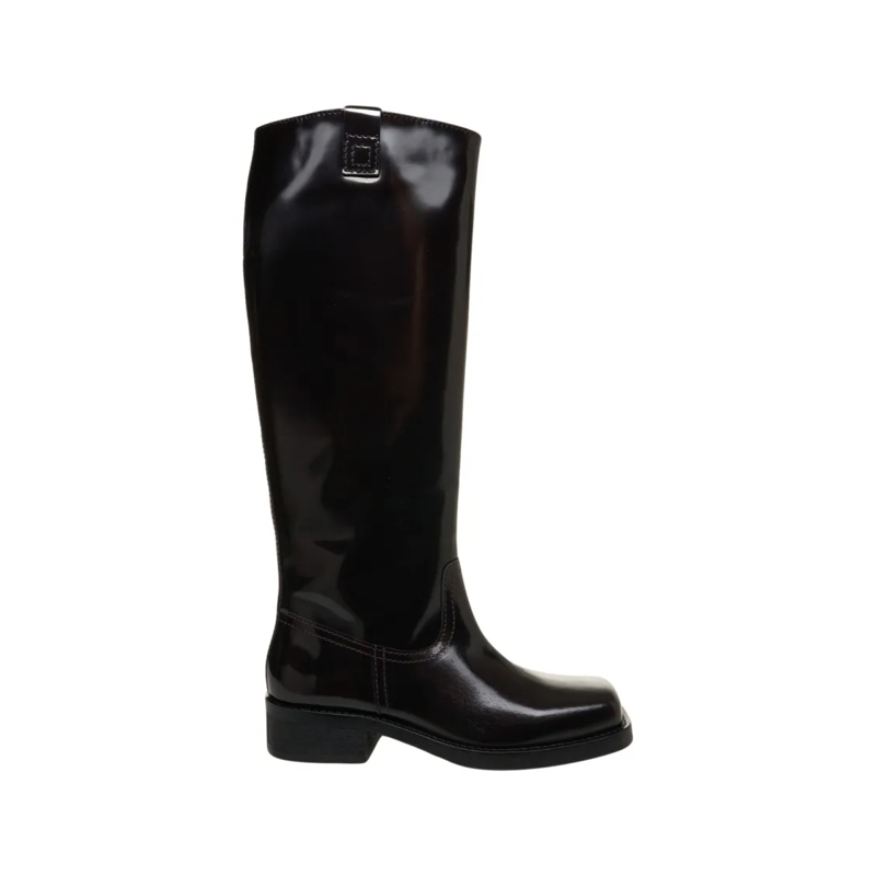 BILLI BI Bottes Patent Leather Knee-High Boots Black