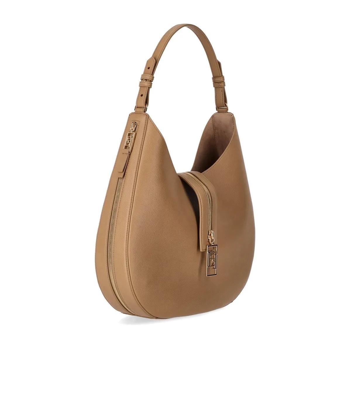 Elisabetta Franchi Shoppers CAMEL SCHULTERTASCHE MIT REISSV in beige