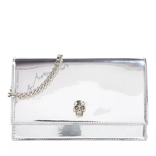 Alexander McQueen Skull Small Croco Effect Bag Silver Crossbodytas