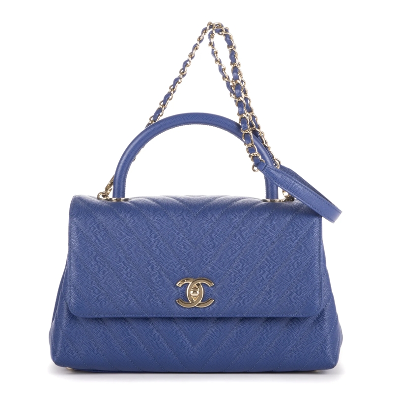 Chanel Crossbody Bag Coco Chain Top Handle dunkel-blau