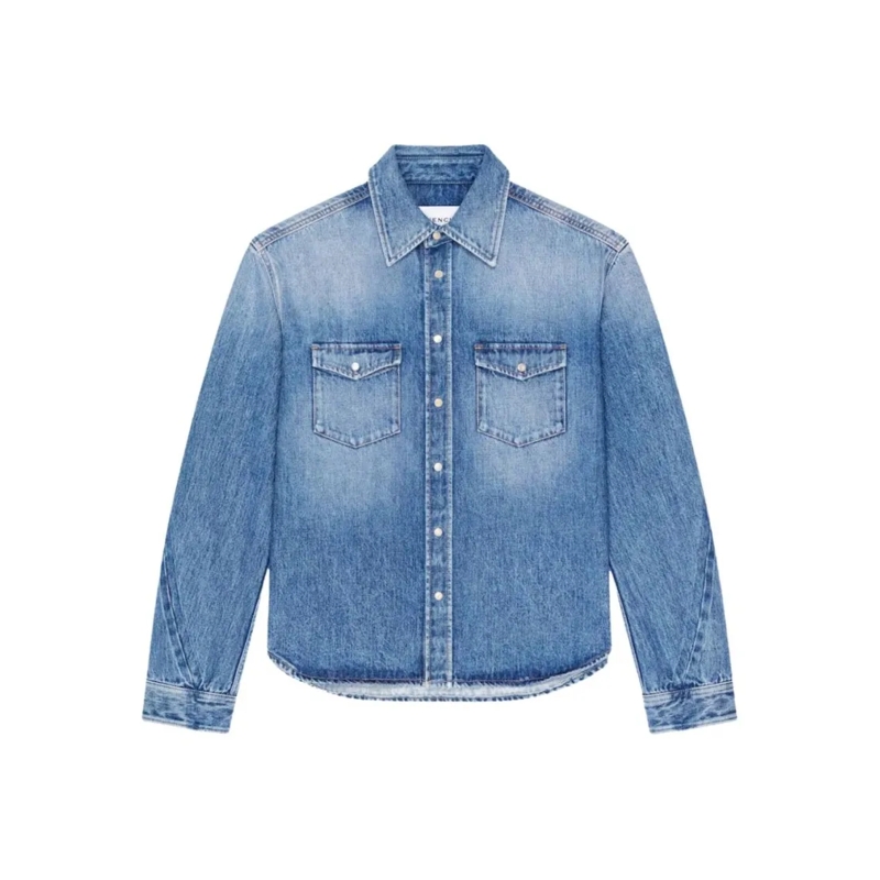 Givenchy Overhemd Denim Shirt With Classic Collar Blue
