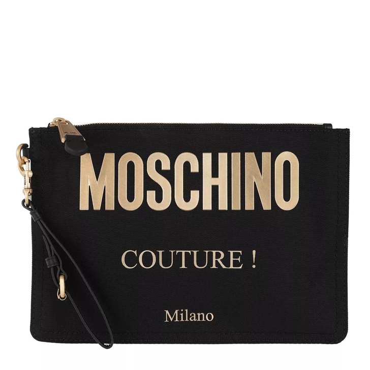 Moschino Logo Clutch Fantasy Print Black Clutch