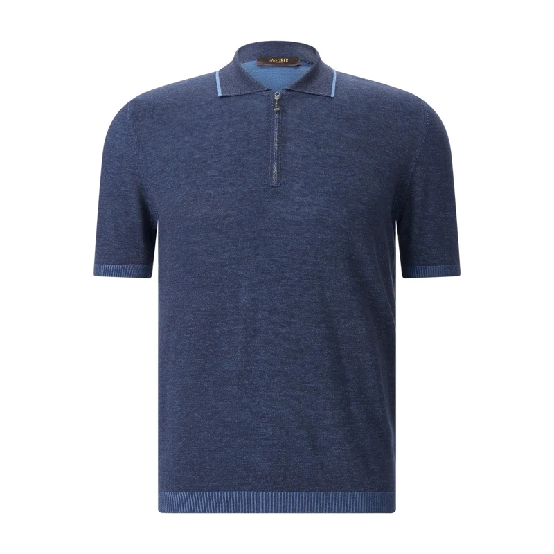 Moorer Poloshirt Poloshirt aus Baumwolle blau