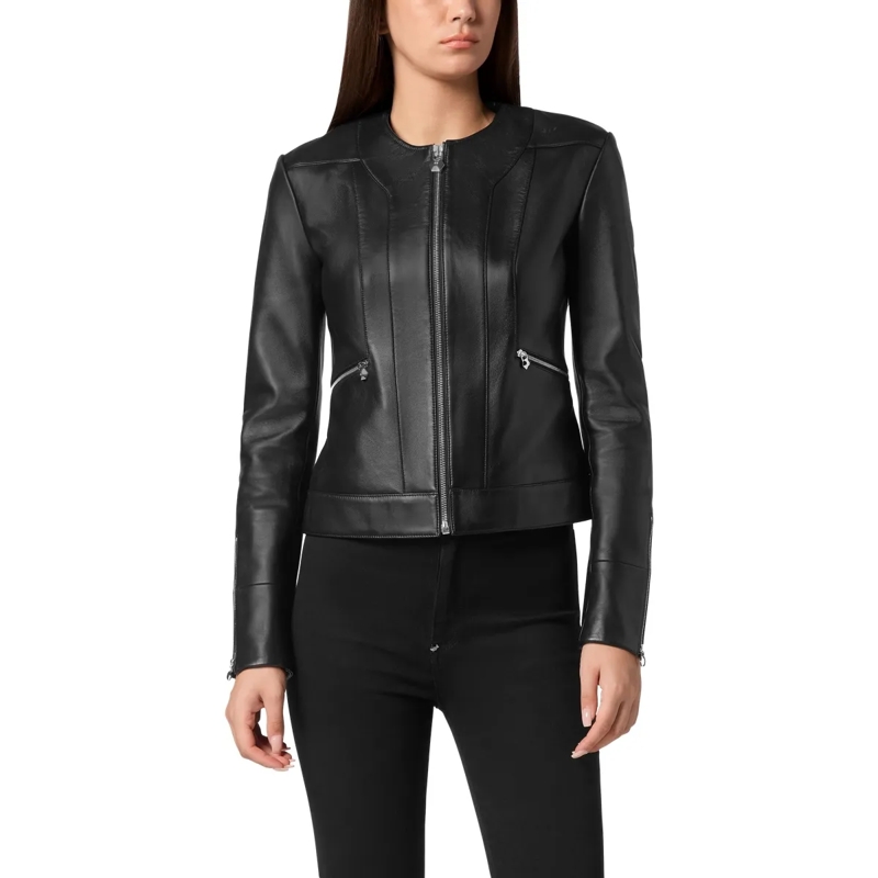 Philipp Plein Lederjacke Leder Biker-Jacke schwarz(Image 3)