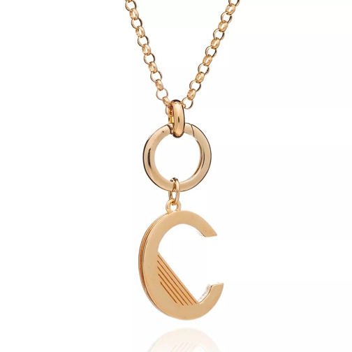 Rachel Jackson London Oversized Alphabet C Pendant Necklace Yellow Gold Long Necklace