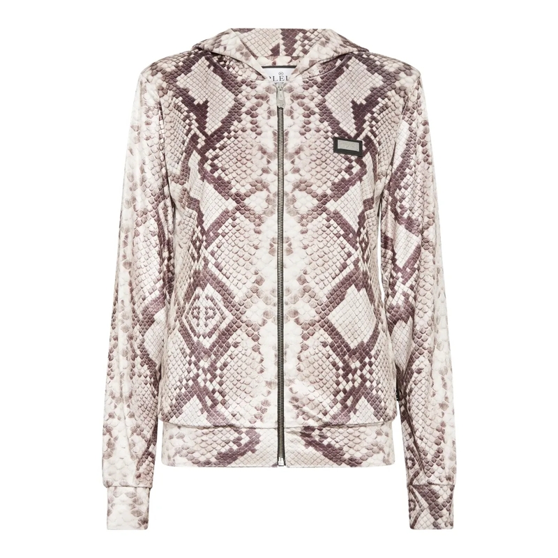 Philipp Plein Daunenjacke Sweatjacke Mit Kapuze Python beige
