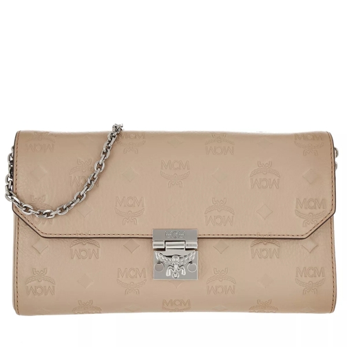 MCM Millie Leather Wallet Medium Flap Crossbody Bag Beige Sac à bandoulière