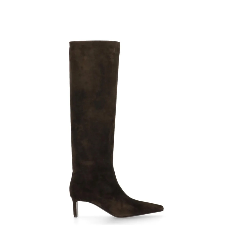 Khaite Bottes Knee-High Brown Suede Leather Boots Brown