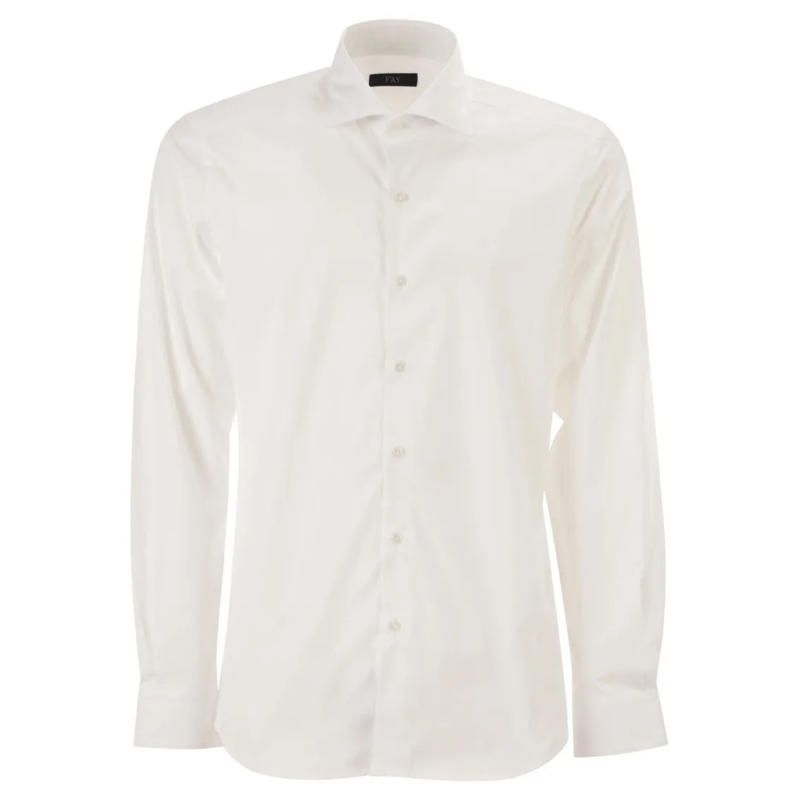 Fay Hemd Regular Fit Stretch Poplin Shirt With French Colla White
