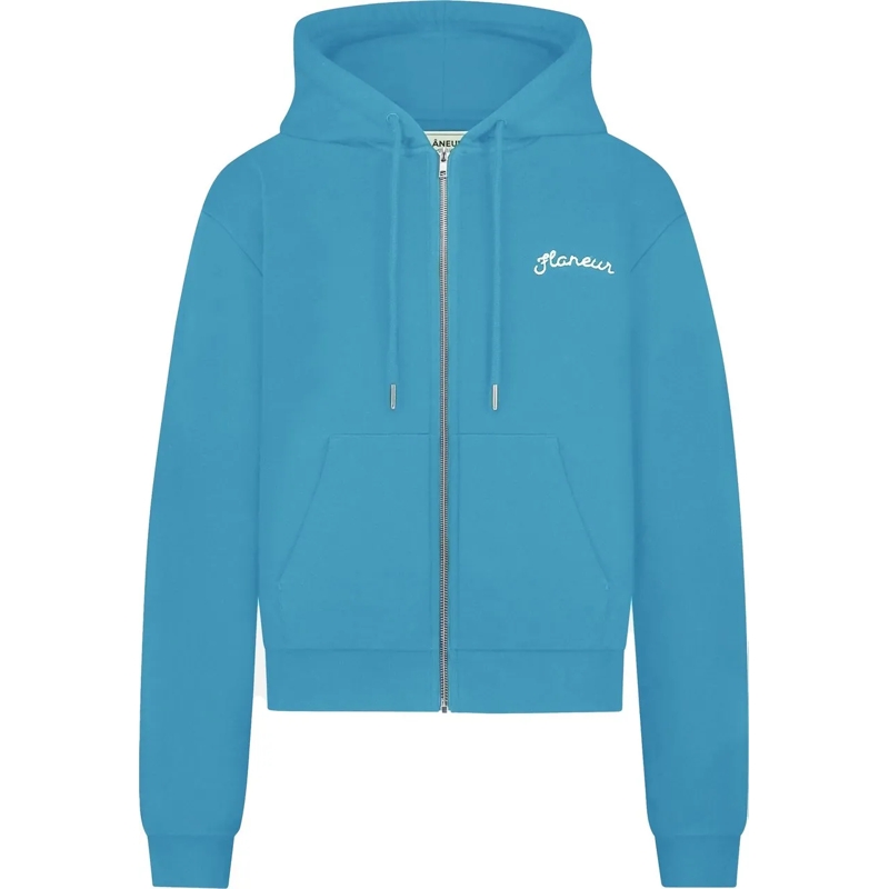 Flâneur  Signature Zip-Up Hoodie | Cobalt blau