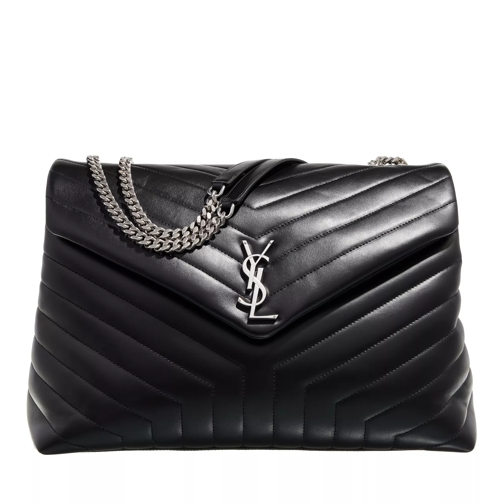 Saint Laurent Large LouLou Shoulder Bag Matelassé Leather Black