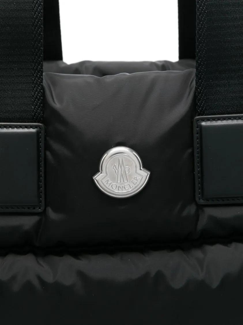 Moncler Shoppers & Totes Puffy Black Tote Bag With Top Zip And Dual Handles in zwart