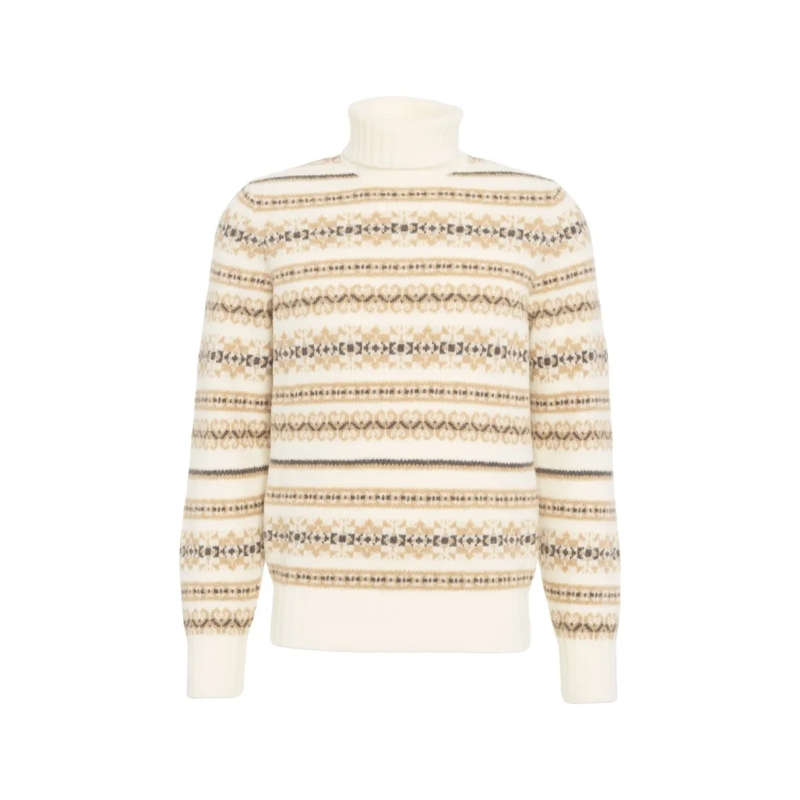 Gender Pullover Beige Knit Sweater With High Turtleneck Neutrals