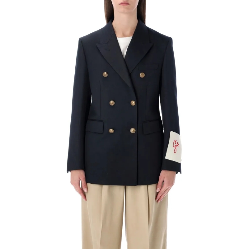 Golden Goose Blazer Dark Blue Double-Breasted Blazer Black