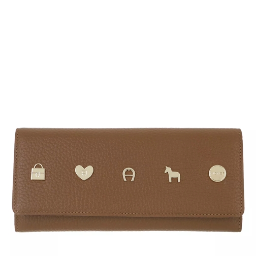 AIGNER Fashion Wallet Dark Toffee Brown Portemonnaie mit Überschlag