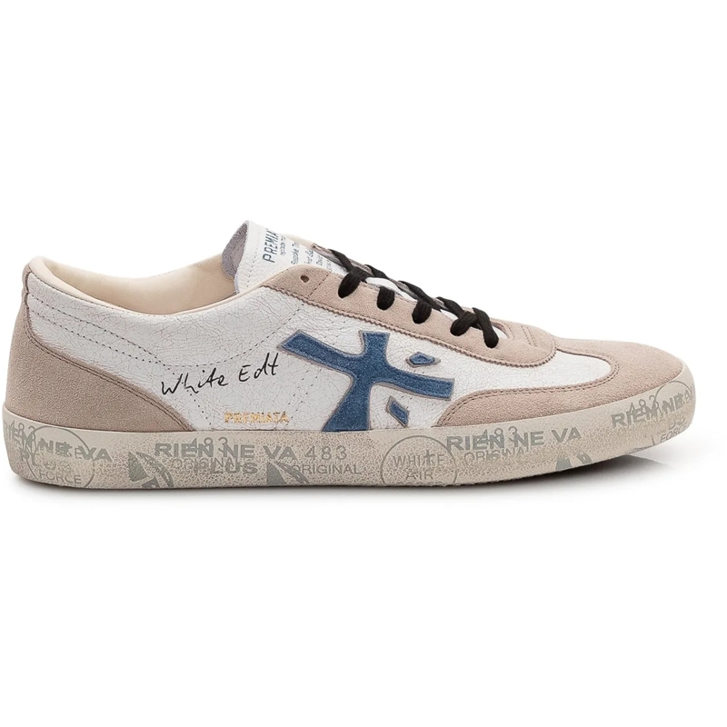 Premiata Low-Top-Sneaker Sneakers David in Pelle e Suede weiß
