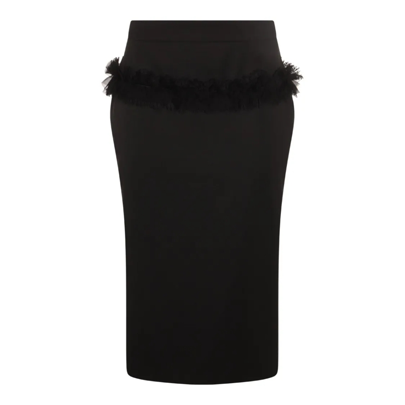 Alexander McQueen Midirok Black Wool Skirt Black