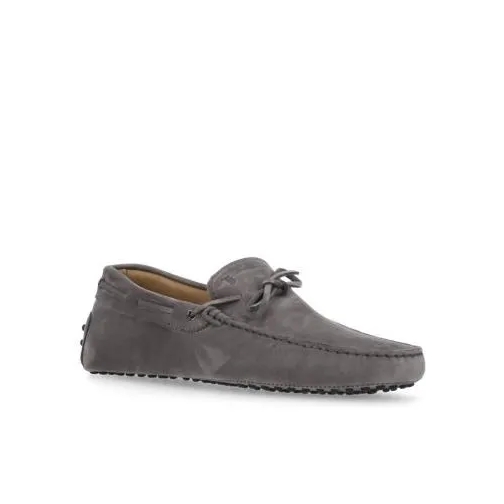 Tod's Suede Leather Loafers Grey Mocassin