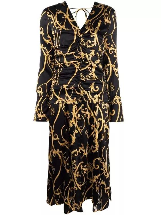 GANNI - Baroque-Print Dress - Größe 34 - schwarz