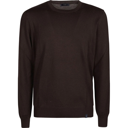 Fay  Round Neck Sweater Brown schwarz