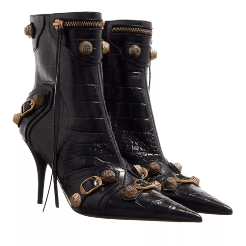 Balenciaga Women´s Cagole Bootie Crocodile Embossed  Black Ankle Boot