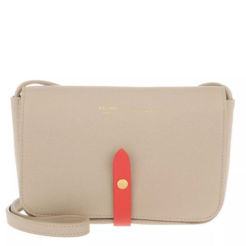 Celine Strap Clutch Grained Shiny Calfskin Light Taupe/Red Clutch