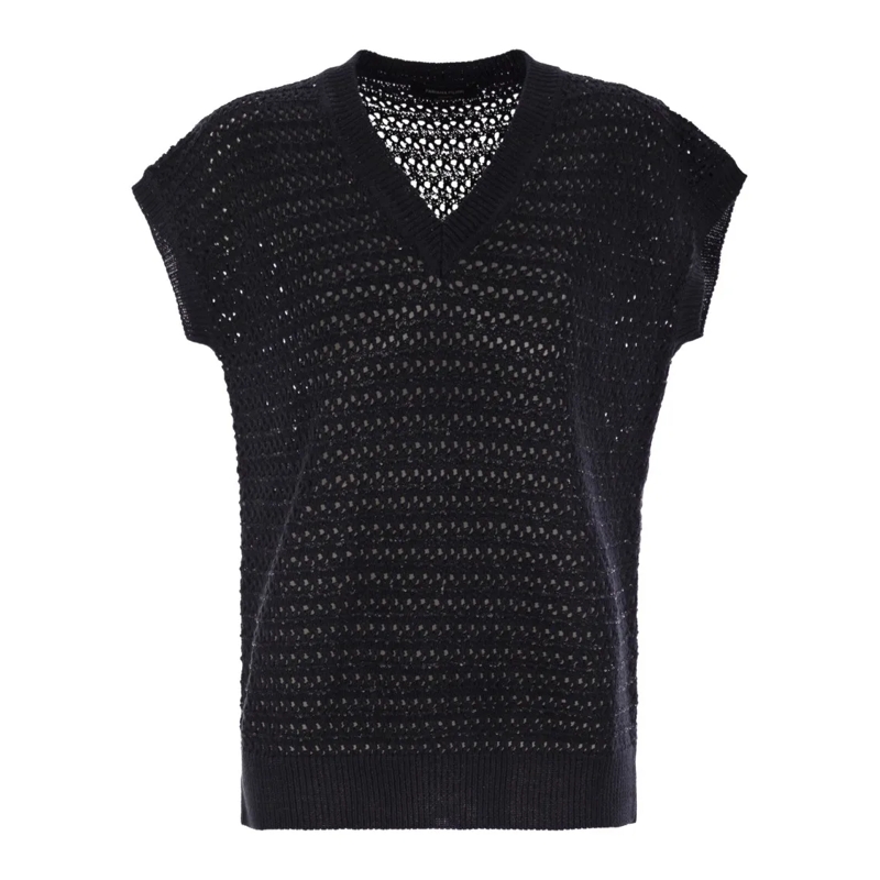 Fabiana Filippi Trui Cotton Crochet Jumper With Sequins Black