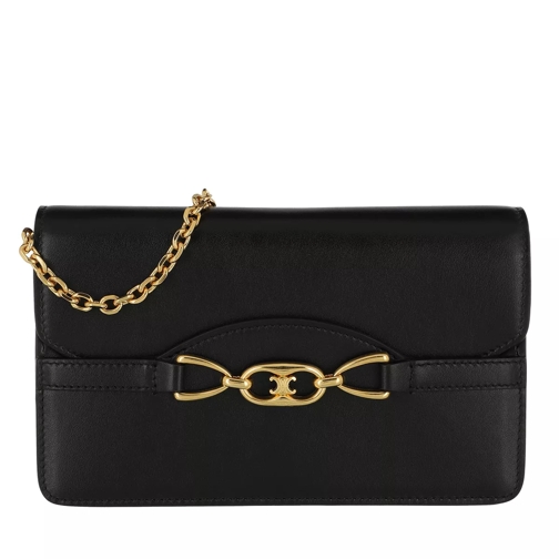 Celine Triomphe Wallet On Chain Leather Black Wallet On A Chain
