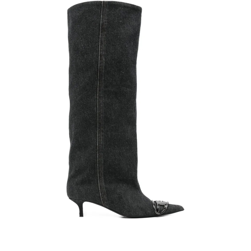 Diesel Stiefel Tall Pointed Toe Boots Black