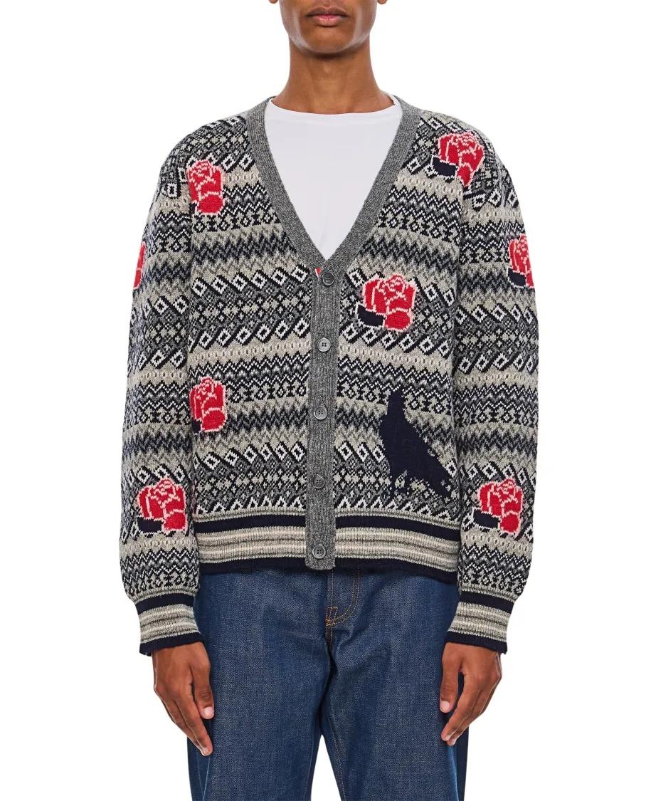 Thom Browne - V Neck Cardigan In Shetland Wool And Mohair - Größe 2 - grau