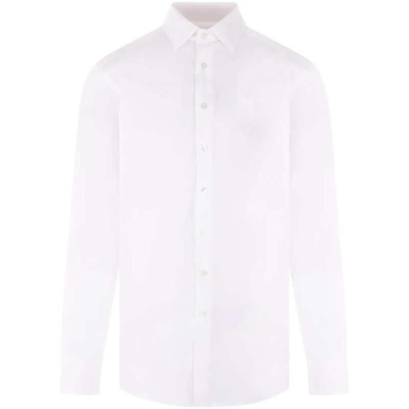 Etro Hemd Long-Sleeved Stretch Cotton Blend Shirt White