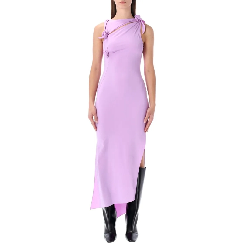 Coperni Midi-jurk Flower Gown With Sculptural Lines Purple