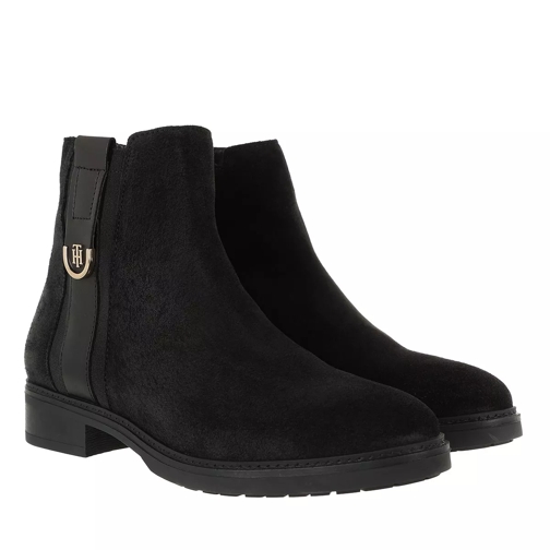 Tommy Hilfiger TH Hardware Suede Flat Boot Black Stiefelette
