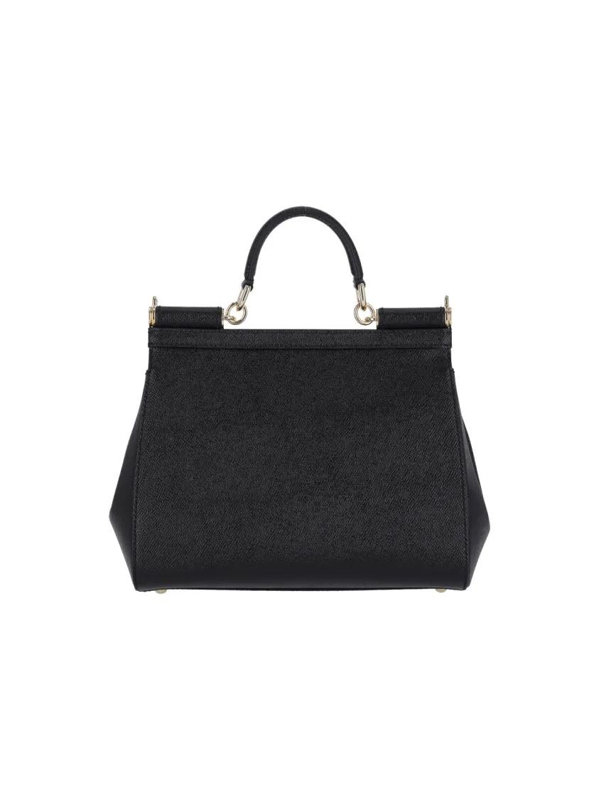 Dolce&Gabbana Crossbody bags Large Black Calfskin Sicily Handbag in zwart