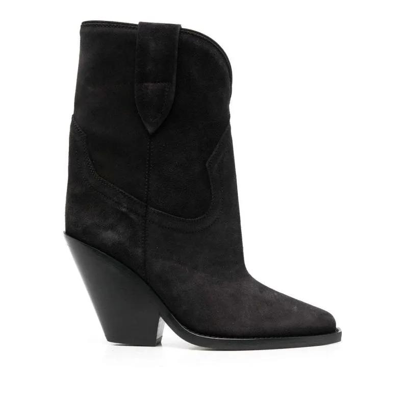 Isabel Marant Stiefel - Pointed-Toe Suede Boots - Gr. 41 (EU) - in Schwarz - für Damen