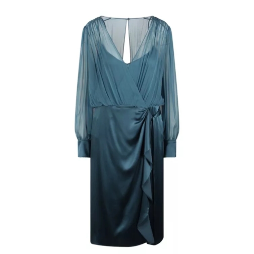 Alberta Ferretti Silk Wrap Dress Blue 