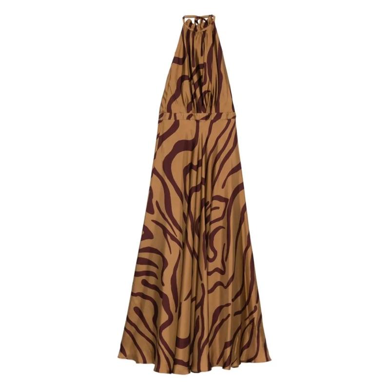 RAQUEL DINIZ  Flowing Silk Maxi Dress Brown