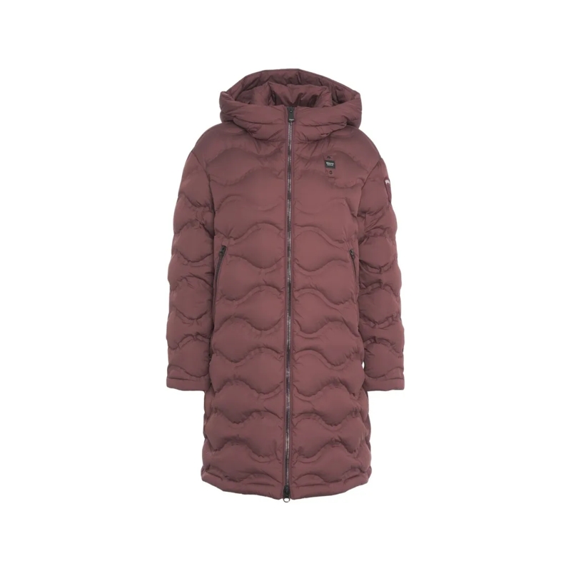 Blauer  Long Quilted Down Jacket Burgundy