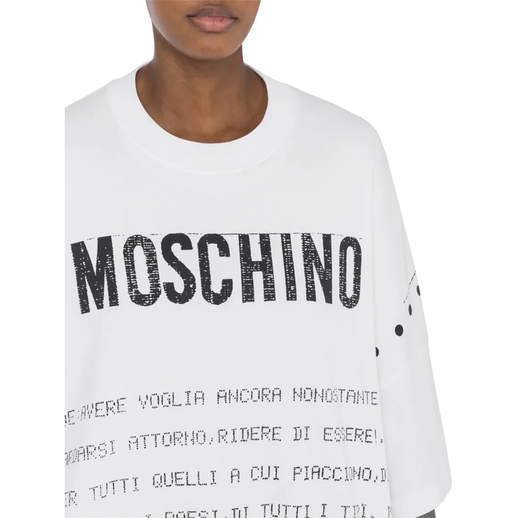 オールインワン・サロペット Moschino Oversized White Dress With Graphic Elements Moschino Oversized White Dress With Graphic Elements White