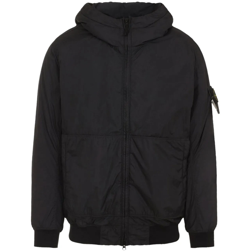 Stone Island  Hooded Casual Jacket With Zip Closure Black