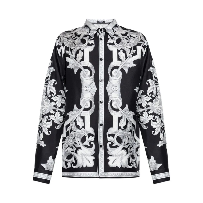 Versace Hemd Barocco Print Long-Sleeve Shirt White