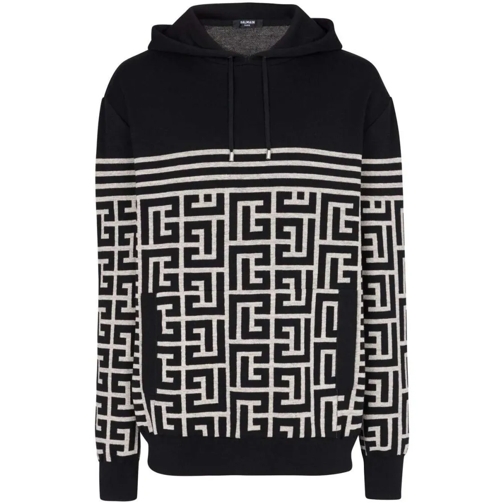 Balmain Hoodie Pb Monogram Knitted Hoodie Black