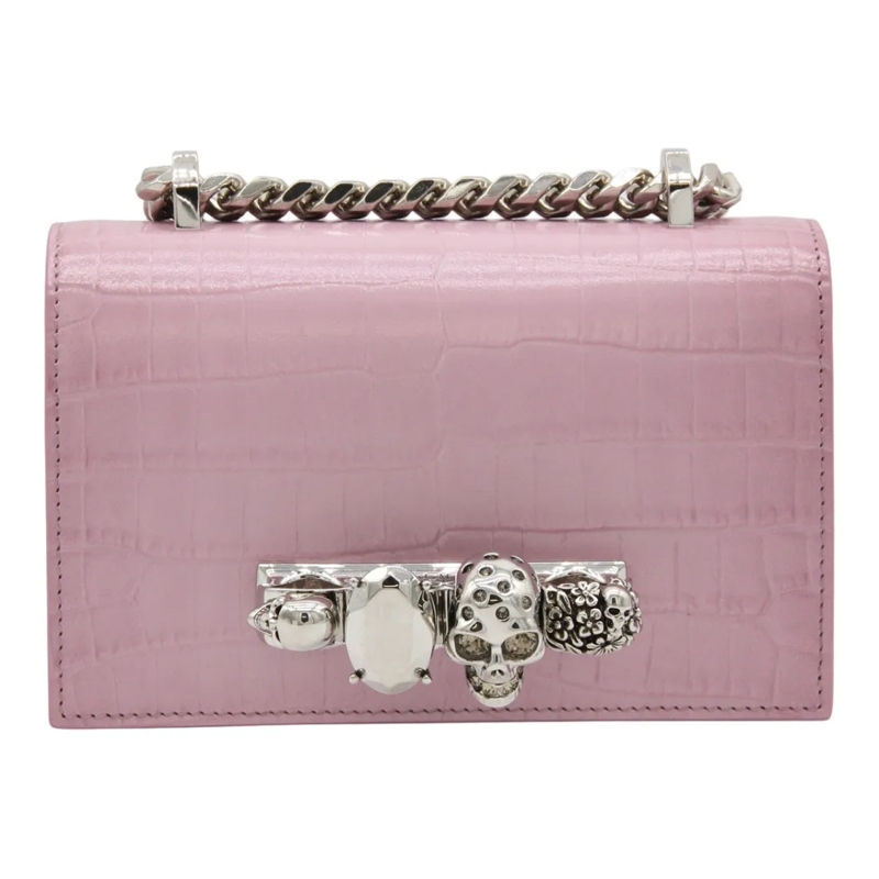 Alexander McQueen Schultertasche Textured Crocodile Pattern Bag With Decorative Cla Pink